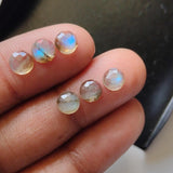 5mm Labradorite Rose Cut Round Cabochons, Labradorite Faceted Flat Back