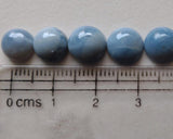 7-9mm Blue Opal Cabochons, Natural Blue Opal Plain Round Flat Back Cabochons