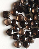 8-10mm Smoky Quartz Square Cushion Cut Gems, Rose Cut Both Side Faceted, 10 Pcs