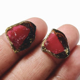 13x15.5mm Rare Watermelon Tourmaline Rough Slices, 13x15.5mm OOAK Matched Pair