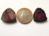 25x27mm Rare Watermelon Tourmaline Rough Slices, 2Pcs OOAK Matched Pair