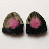 22x24mm Rare Watermelon Tourmaline Rough Slices,OOAK Matched Pair