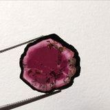 16x18mm Rare Watermelon Tourmaline Rough Slice, OOAK Watermelon Tourmaline Slice Pendant