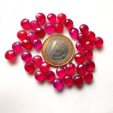 8mm Pink Chalcedony Round Faceted Stones, Loose Pink Chalcedony Double Side