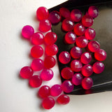 8mm Pink Chalcedony Round Faceted Stones, Loose Pink Chalcedony Double Side