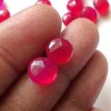 8mm Pink Chalcedony Round Faceted Stones, Loose Pink Chalcedony Double Side
