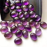 6x8mm-9x11mm Amethyst Cabochon Plain Oval Lot, Purple Amethyst Oval Gems