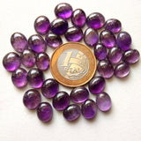 6x8mm-9x11mm Amethyst Cabochon Plain Oval Lot, Purple Amethyst Oval Gems