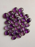6x8mm - 8x10mm Amethyst Oval Plain Cabochons, Amethyst Oval Flat Back 5 Pieces