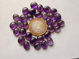 6x8mm - 8x10mm Amethyst Oval Plain Cabochons, Amethyst Oval Flat Back 5 Pieces