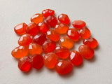 9mm Carnelian Rose Cut Cabochons, Carnelian Faceted Flat Back Cabochons