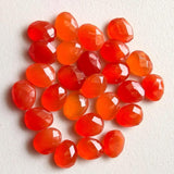 9mm Carnelian Rose Cut Cabochons, Carnelian Faceted Flat Back Cabochons