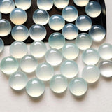 8mm Aqua Chalcedony Plain Round Cabochons, Loose Aqua Chalcedony Plain Round