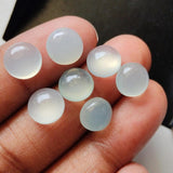 8mm Aqua Chalcedony Plain Round Cabochons, Loose Aqua Chalcedony Plain Round