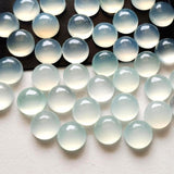 8mm Aqua Chalcedony Plain Round Cabochons, Loose Aqua Chalcedony Plain Round