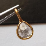 Salt And Pepper Slice Raw Diamond Connector, Uncut Single Loop 925 Silver