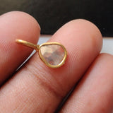 Salt And Pepper Slice Raw Diamond Connector, Uncut Single Loop 925 Silver