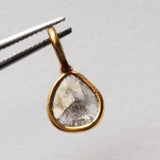 Salt And Pepper Slice Raw Diamond Connector, Uncut Single Loop 925 Silver