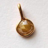 Yellow Slice Raw Diamond Connector, 925 Silver Connector Gold Polished, Uncut
