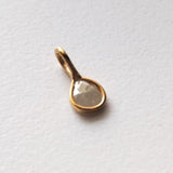 White Grey Slice Raw Diamond Connector, Uncut Single Loop 925 Silver Gold Polish