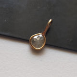 White Grey Slice Raw Diamond Connector, Uncut Single Loop 925 Silver Gold Polish