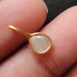 White Grey Slice Raw Diamond Connector, Uncut Single Loop 925 Silver Gold Polish