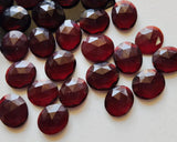 12-15mm Ruby Red Crystal Quartz Rose Cut Cabochons, Ruby Red Quartz Flat Back
