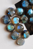 14mm Labradorite Rose Cut Round Cabochons, Labradorite Faceted Round Flat Back