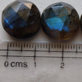13-15mm Labradorite Rose Cut Round Cabochons, Labradorite Flat Back, 5 Pcs