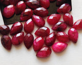 13x8mm Red Corundum Cabochons, Red Corundum Pear Rose Cut, Loose Flat Back