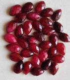 13x8mm Red Corundum Cabochons, Red Corundum Pear Rose Cut, Loose Flat Back