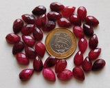 13x8mm Red Corundum Cabochons, Red Corundum Pear Rose Cut, Loose Flat Back
