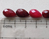 13x8mm Red Corundum Cabochons, Red Corundum Pear Rose Cut, Loose Flat Back
