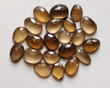 12-16mm Beer Colored Crystal Quartz Rose Cut Cabochon, 5 Pieces Orange Yellow