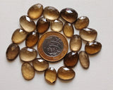12-16mm Beer Colored Crystal Quartz Rose Cut Cabochon, 5 Pieces Orange Yellow