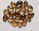 12-16mm Beer Colored Crystal Quartz Rose Cut Cabochon, 5 Pieces Orange Yellow