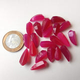 15-20 mm Hot Pink Chalcedony Horn Beads, Pink Chalcedony Faceted Bead