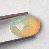 6x8mm Ethiopian Opal Oval Rose Cut Flat Back Cabochons, 1 Pc Natural Rare