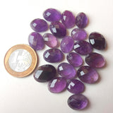 12x15mm-13x17.5mm Amethyst Faceted Cabochon, Oval Checker Cut Amethyst