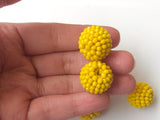 19mm Yellow Glass Beads Round Balls, 2 Pcs Matched Pair Earrings, Fancy Beads