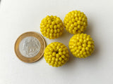 19mm Yellow Glass Beads Round Balls, 2 Pcs Matched Pair Earrings, Fancy Beads