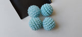19mm Aqua Glass Beads Round Balls, 2 Pcs Matched Pair Earrings, Fancy Blue Beads