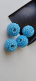 19mm Blue Glass Beads Round Balls, 2 Pcs Matched Pair Earrings, Fancy Blue Beads