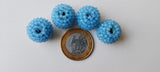 19mm Blue Glass Beads Round Balls, 2 Pcs Matched Pair Earrings, Fancy Blue Beads