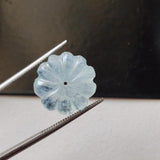 13.6mm Natural Aquamarine Melon Bead Huge Carved Blue Gemstone Loose Bead-PPH63
