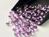 7x9mm Amethyst Oval Checkboard Stones, Amethyst Rose Cut Both Side
