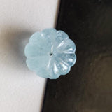 12.6mm Aquamarine Melon Beads, 1 Pc Huge Carved Melon Beads Natural Aquamarine
