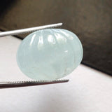 17.5mm Aquamarine Melon Beads, 1 Pc Huge Carved Melon Beads Natural Aquamarine