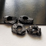 13-14mm Raw Black Diamond Bead, Loose Huge Hole Bead Rough Uncut Black Drilled