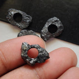 13-14mm Raw Black Diamond Bead, Loose Huge Hole Bead Rough Uncut Black Drilled